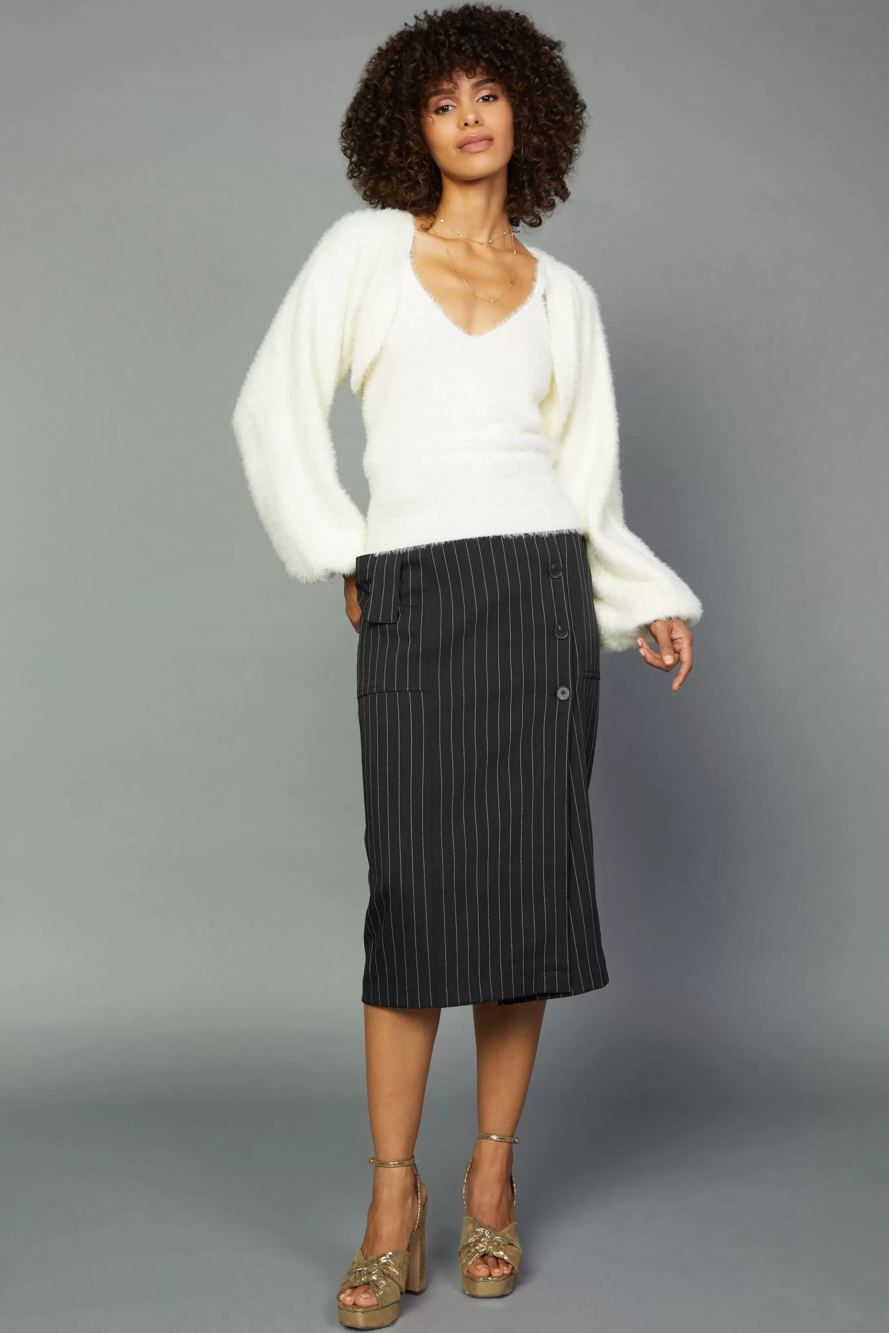 Current Air Knitwear | Coats & Jackets>Sweater Shrug Cami Set CREAM