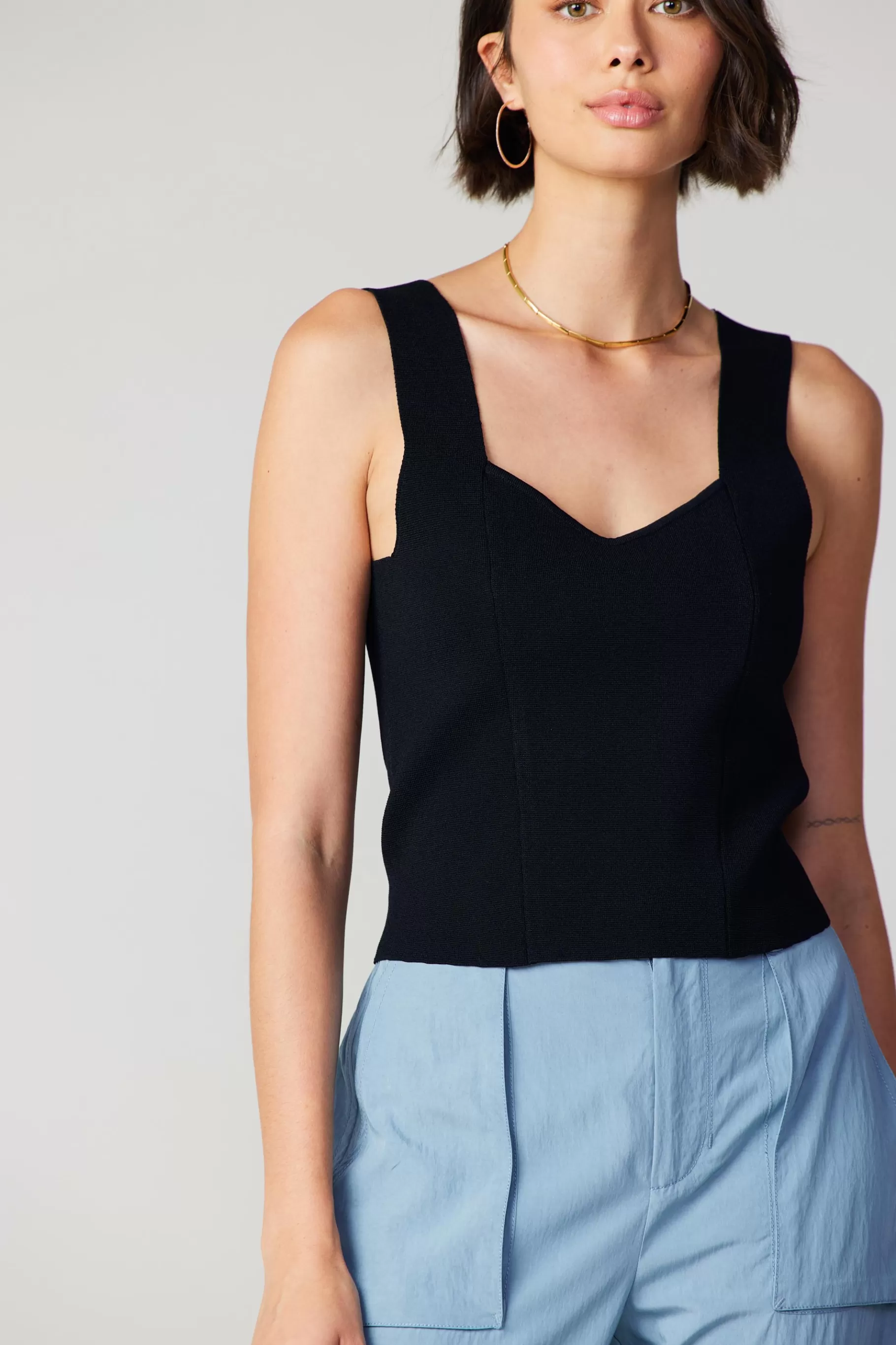 Current Air Sleeveless Tops | Sweaters>Sweetheart Knit Tank Top BLACK