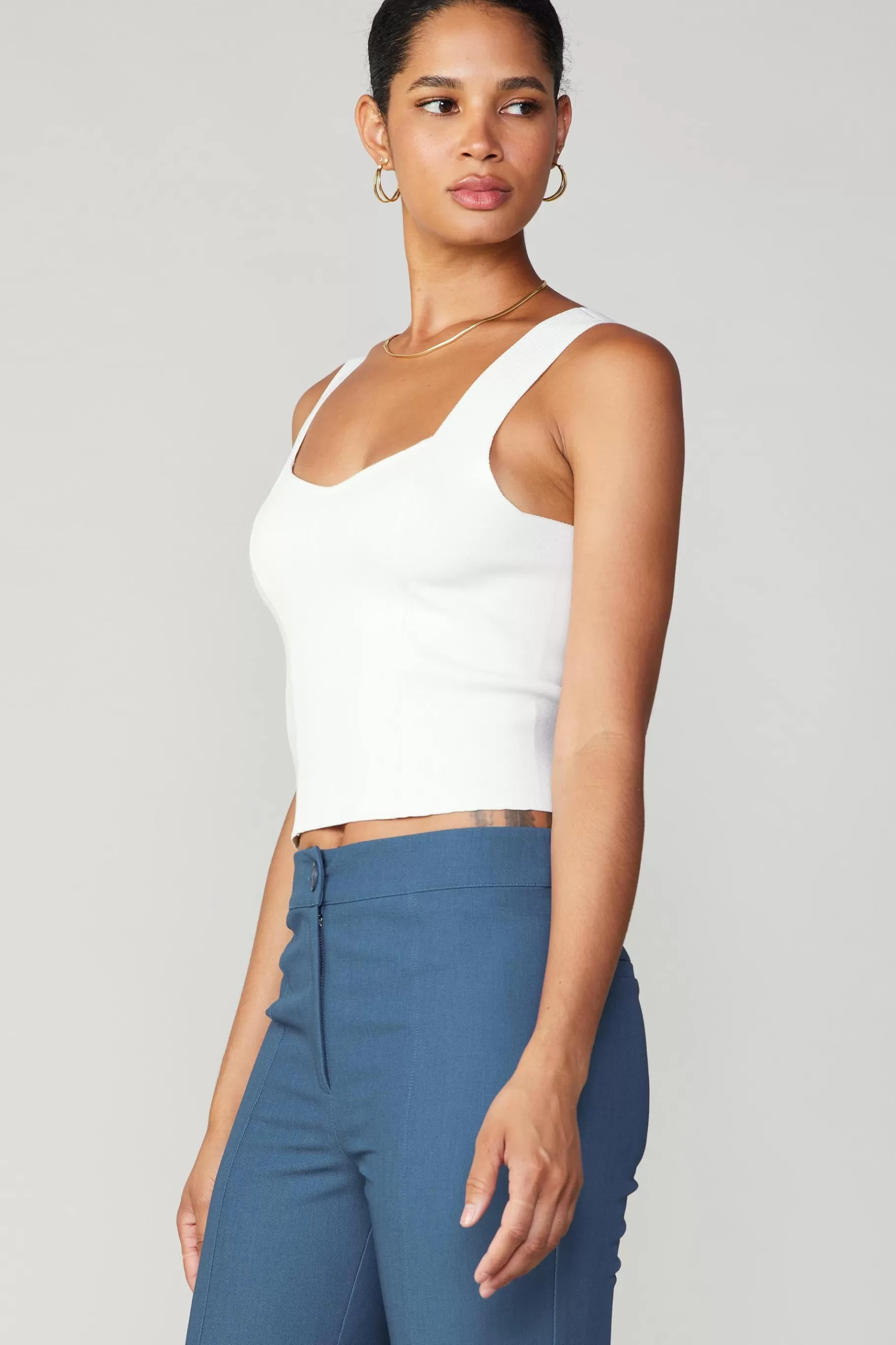 Current Air Sleeveless Tops | Sweaters>Sweetheart Knit Tank Top WHITE