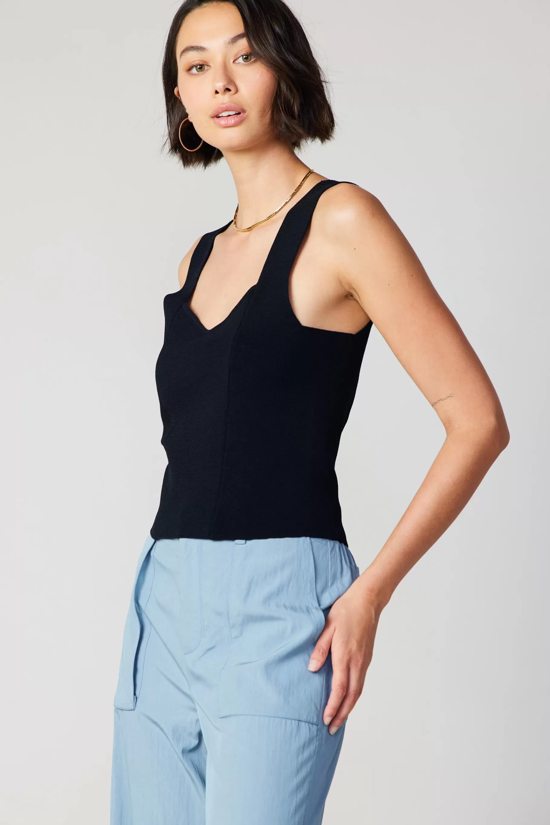 Current Air Sleeveless Tops | Sweaters>Sweetheart Knit Tank Top BLACK