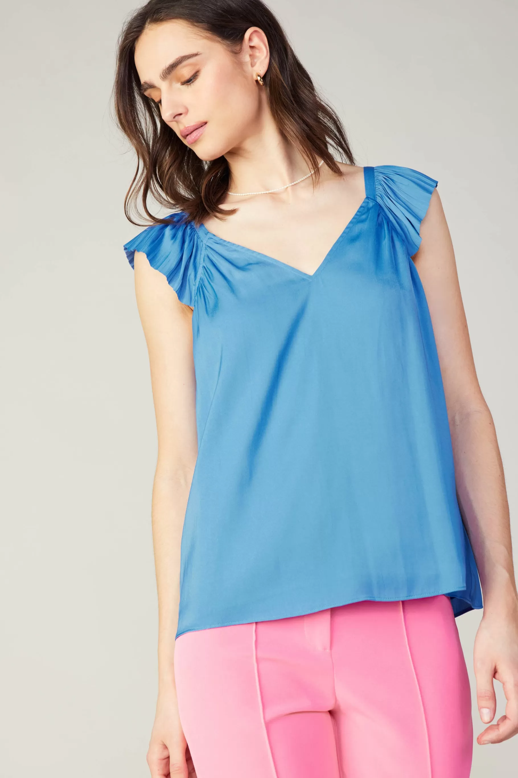 Current Air Sleeveless Tops>Sweetheart Neck Tank Top FADEDBLUE