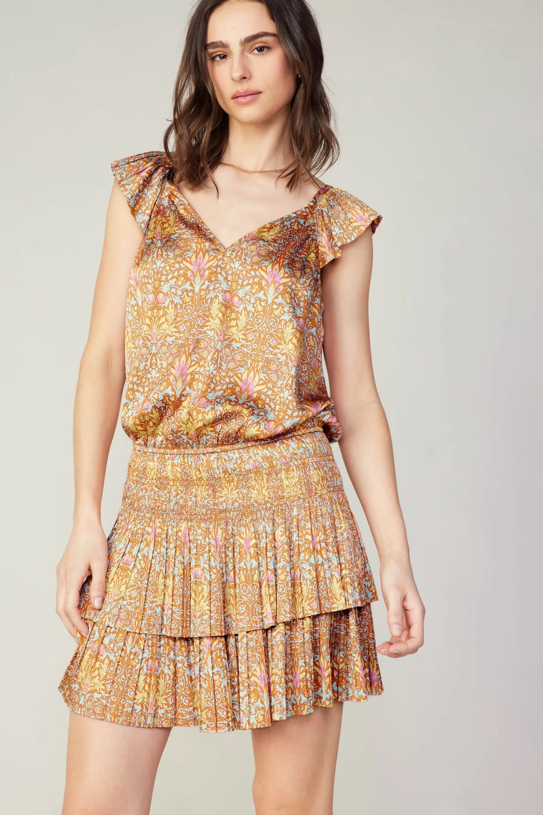 Current Air Mini Dresses>Sweetheart Smocked Mini Dress ORANGEMLT