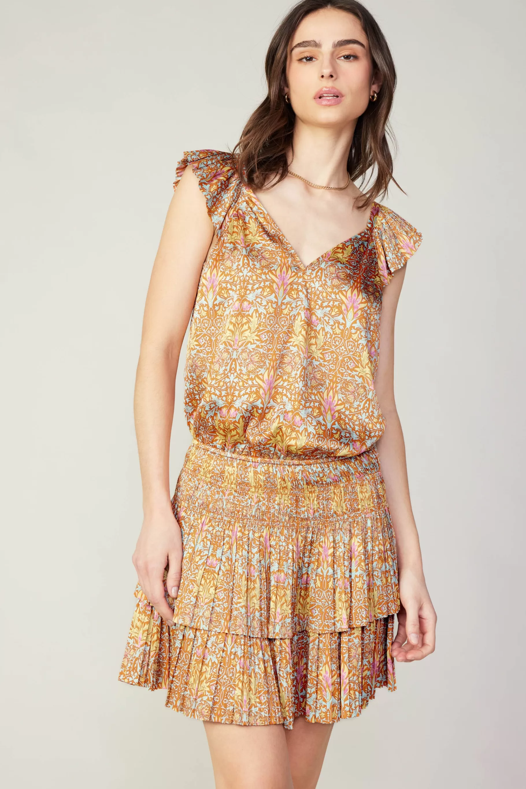 Current Air Mini Dresses>Sweetheart Smocked Mini Dress ORANGEMLT