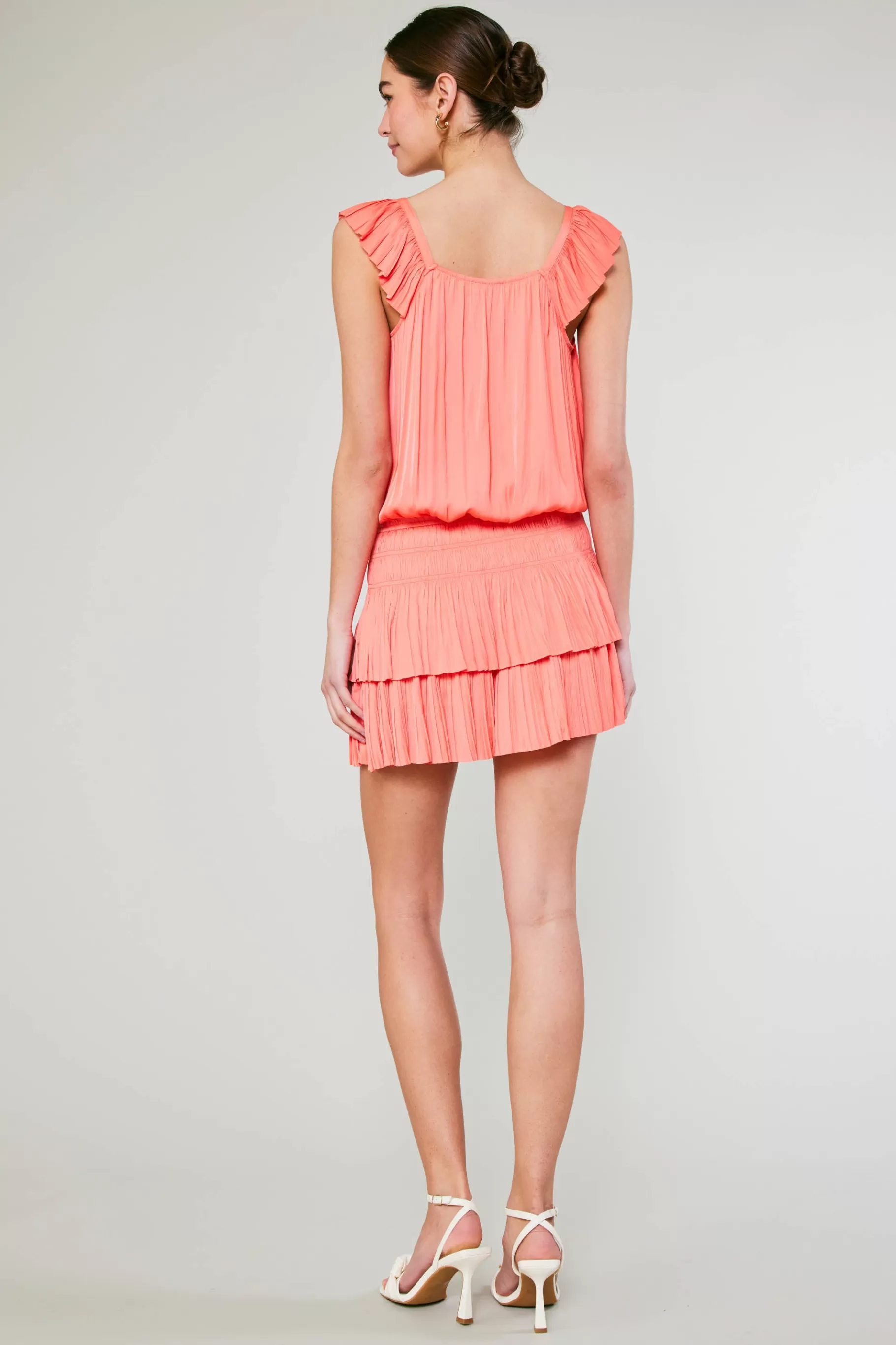 Current Air Mini Dresses>Sweetheart Smocked Mini Dress CORAL