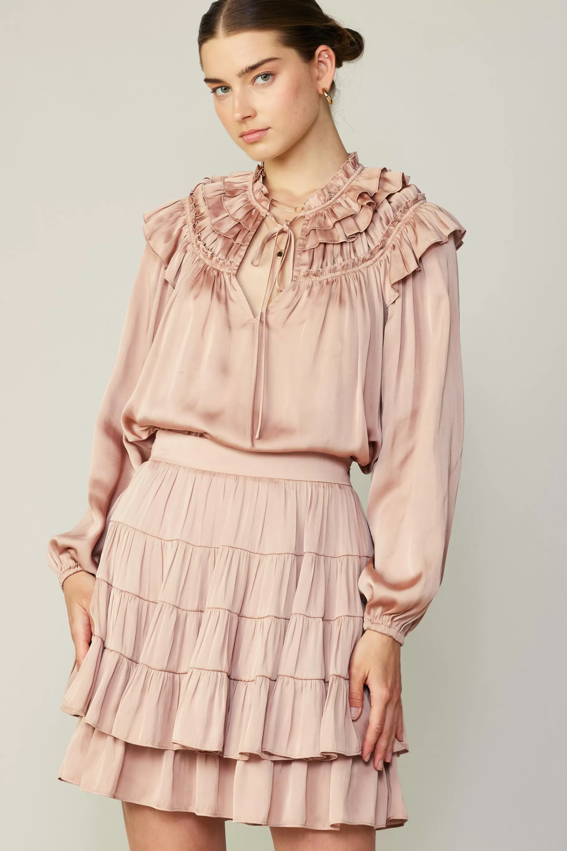 Current Air Skirts>Tiered Mini Skirt FADEDBLUSH