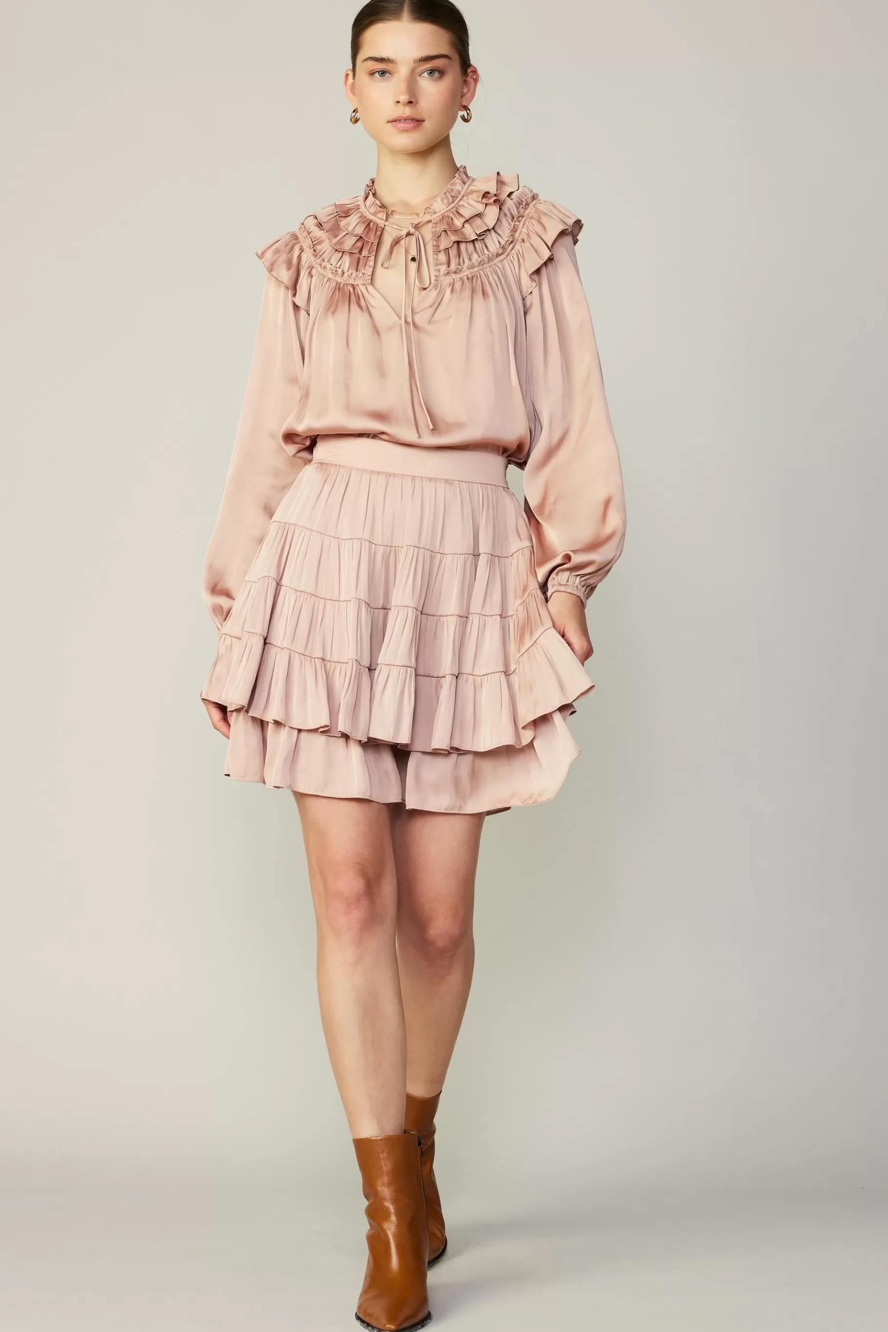 Current Air Skirts>Tiered Mini Skirt FADEDBLUSH