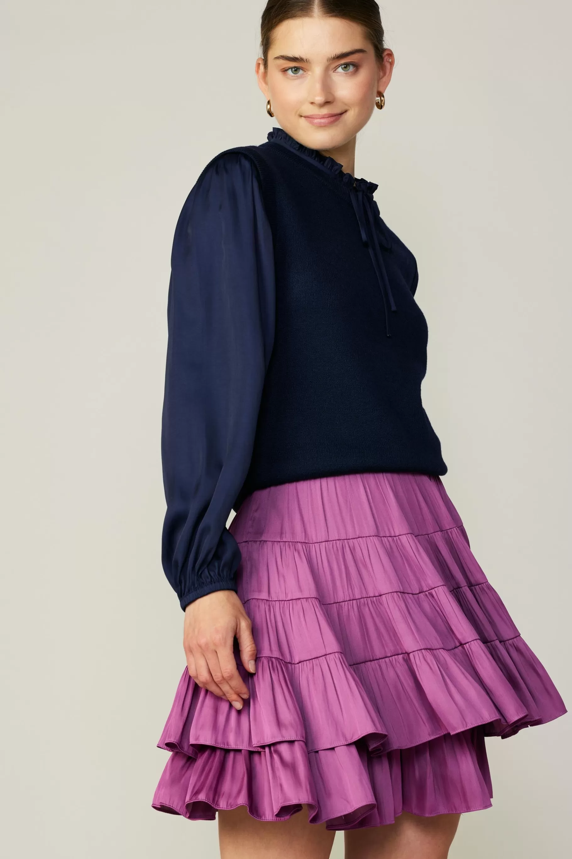 Current Air Skirts>Tiered Mini Skirt MULBERRY