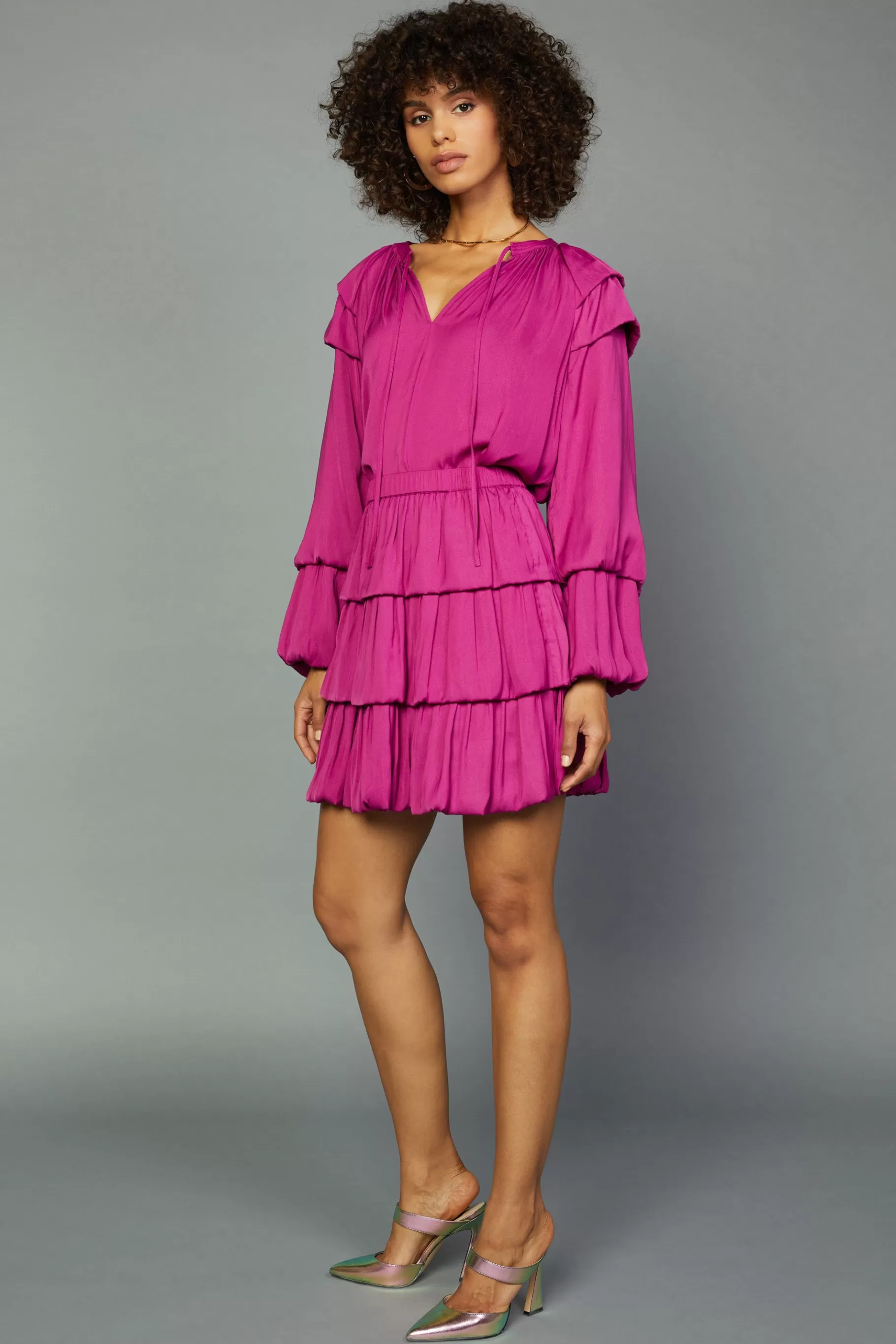 Current Air Skirts>Tiered Mini Skirt FUCHSIA