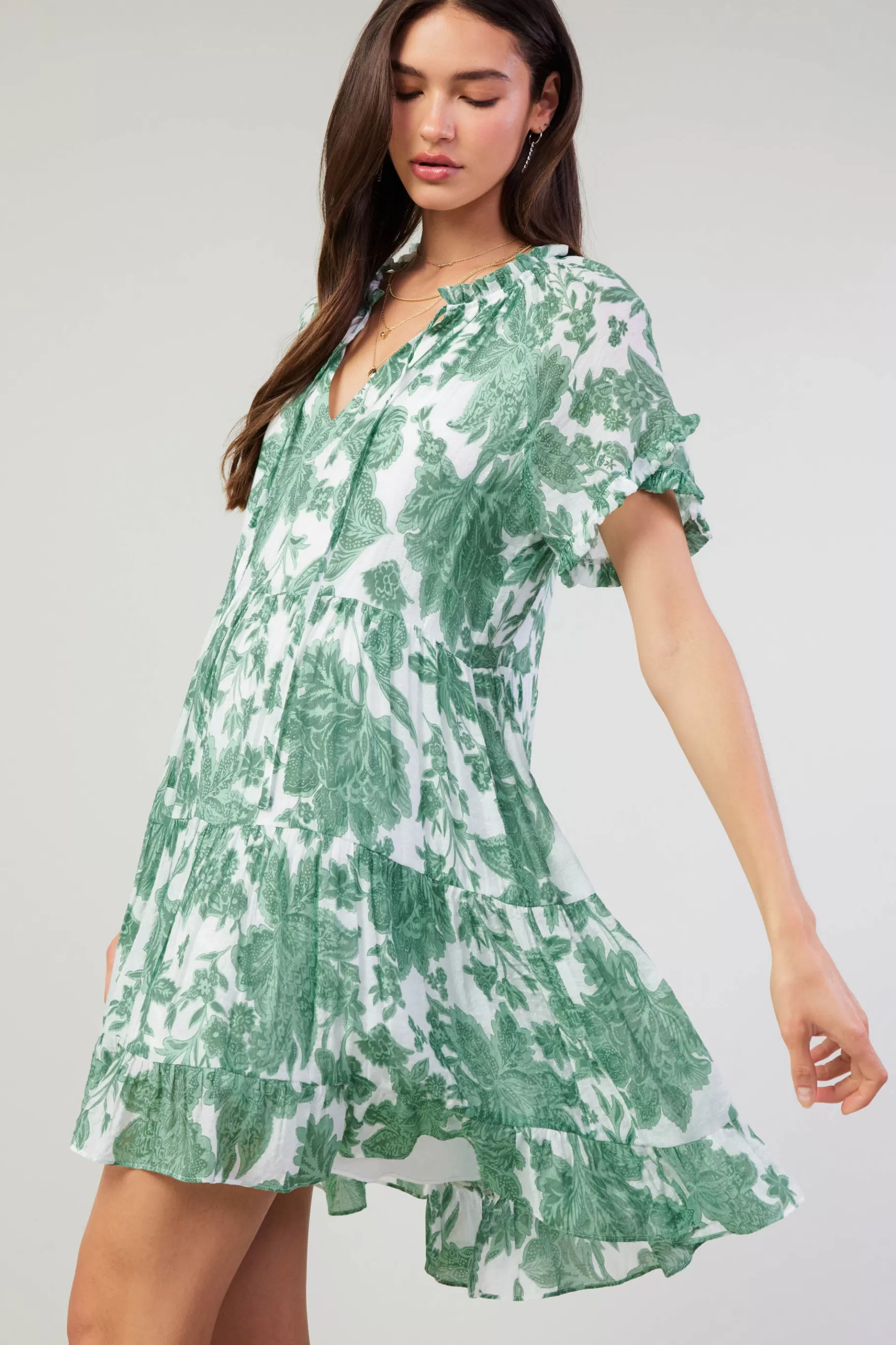 Current Air Midi Dresses | Mini Dresses>Tulip Jacquard Mini Dress GREENFLORAL