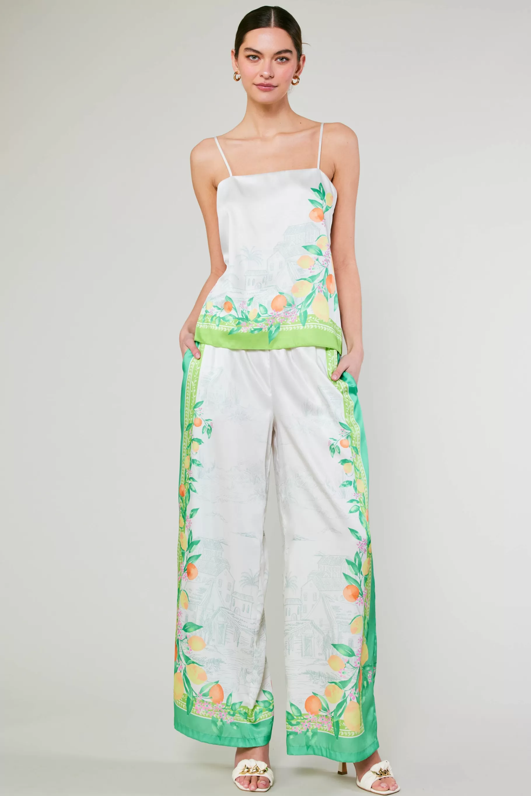 Current Air Sleeveless Tops>Tuscan Citrus Cami GREENLEMONGARDEN
