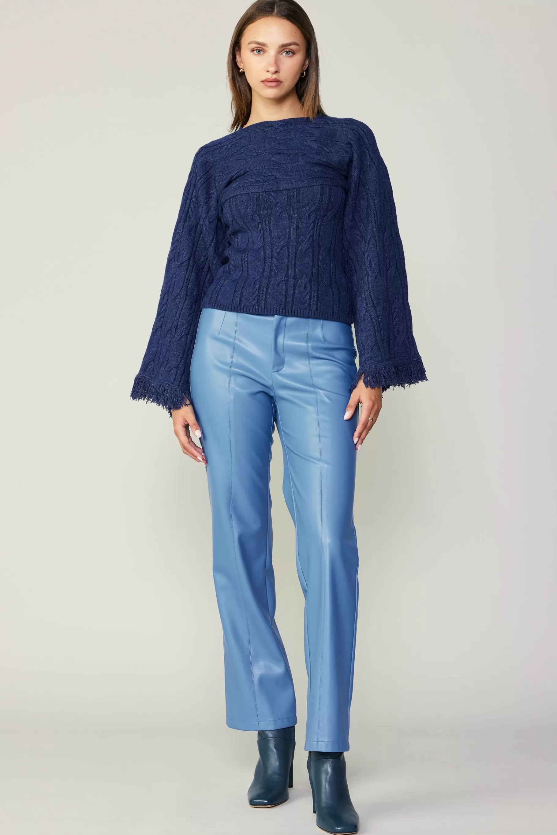 Current Air Pants>Vegan Leather Straight Pant TRANQUILBLUE