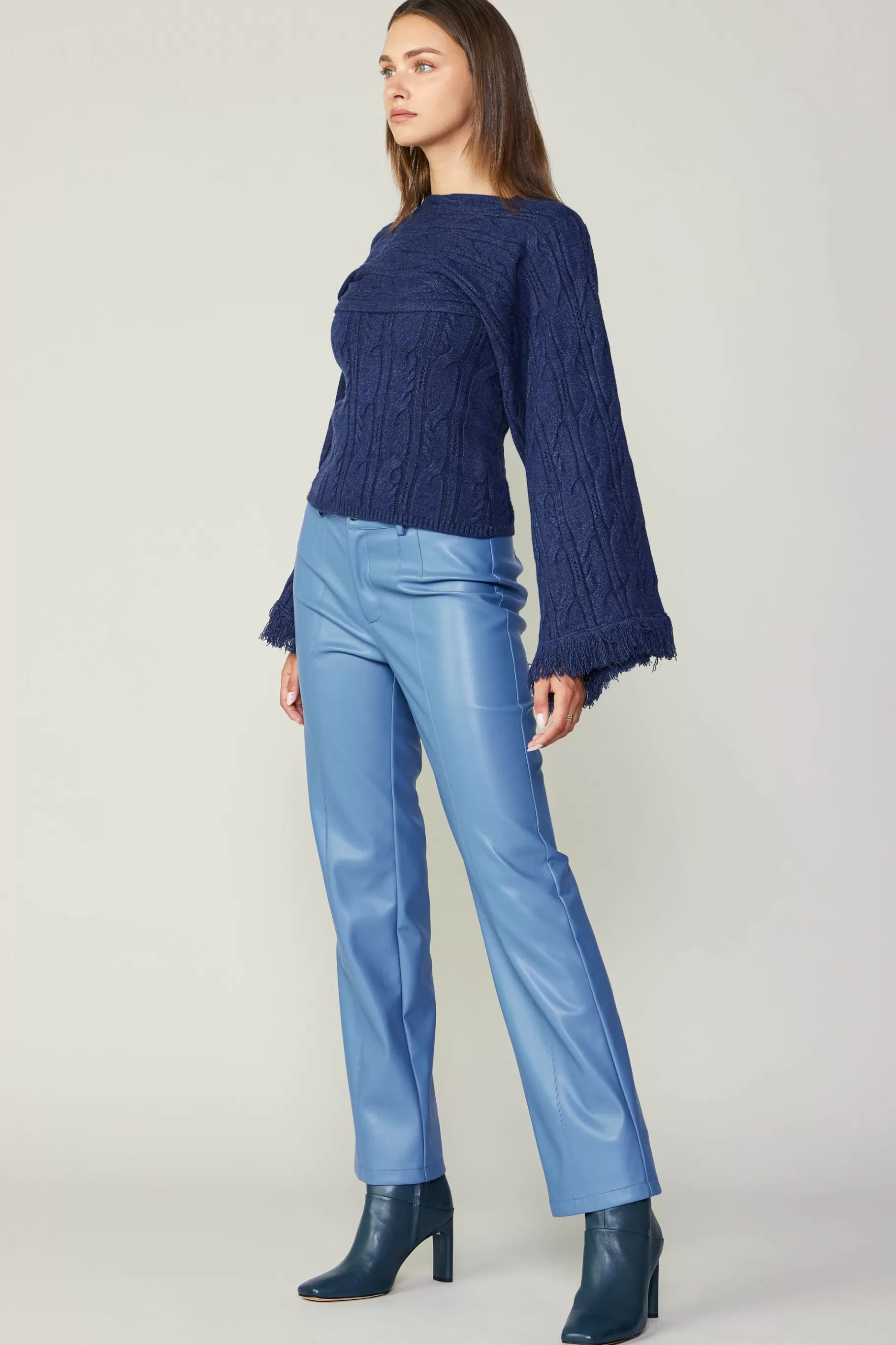 Current Air Pants>Vegan Leather Straight Pant TRANQUILBLUE