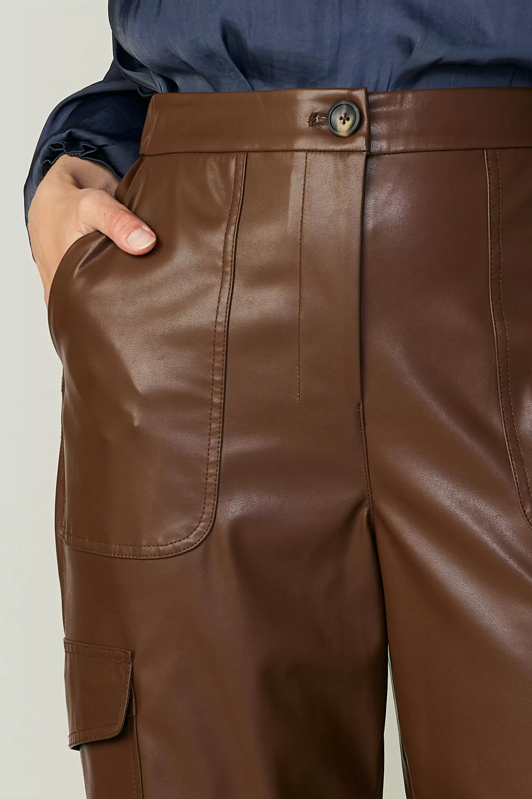 Current Air Pants>Vegan Leather Trousers BROWN