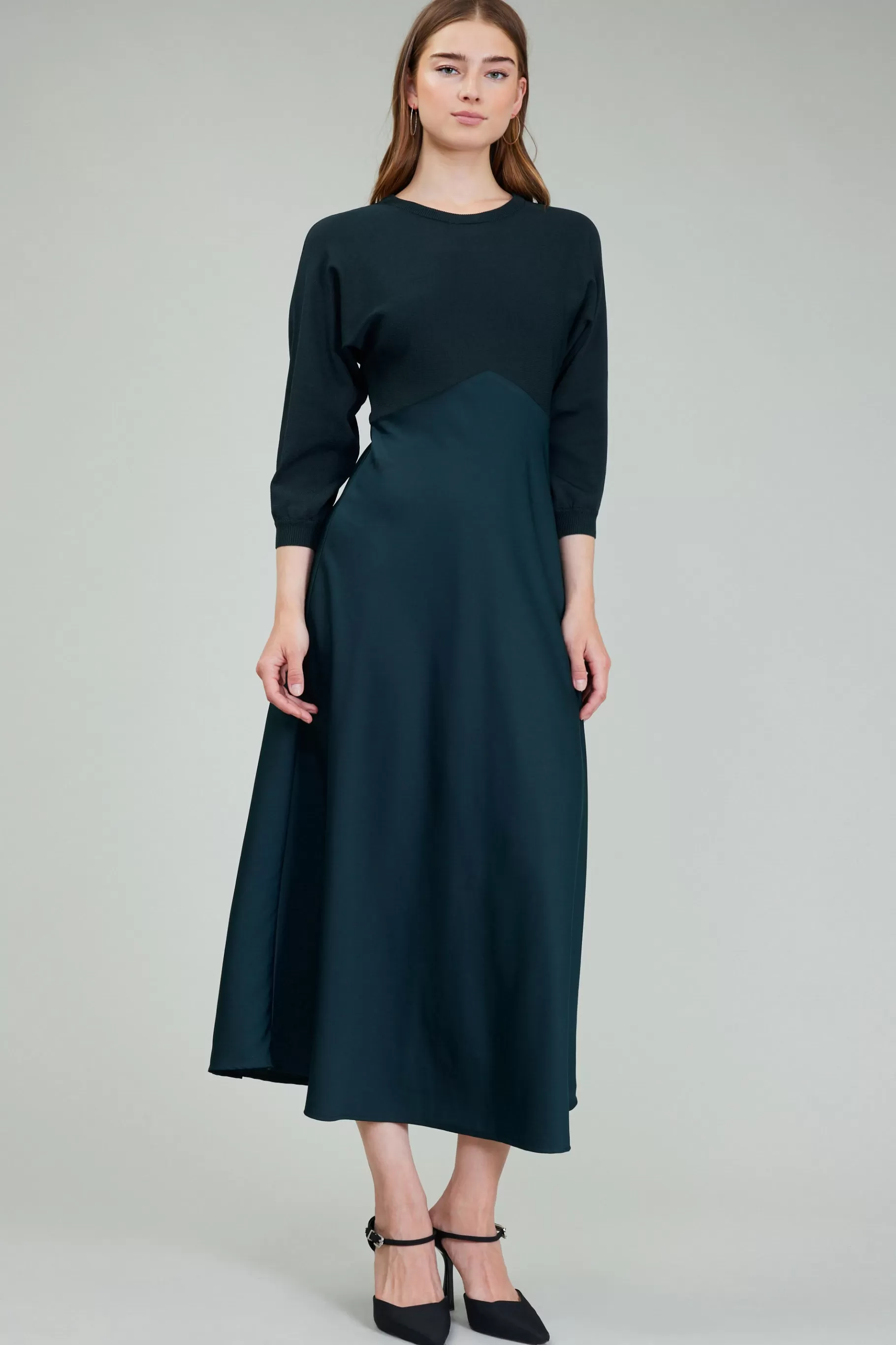 Current Air Knitwear | Midi Dresses>Vienna Knit Midi Dress FORESTGREEN