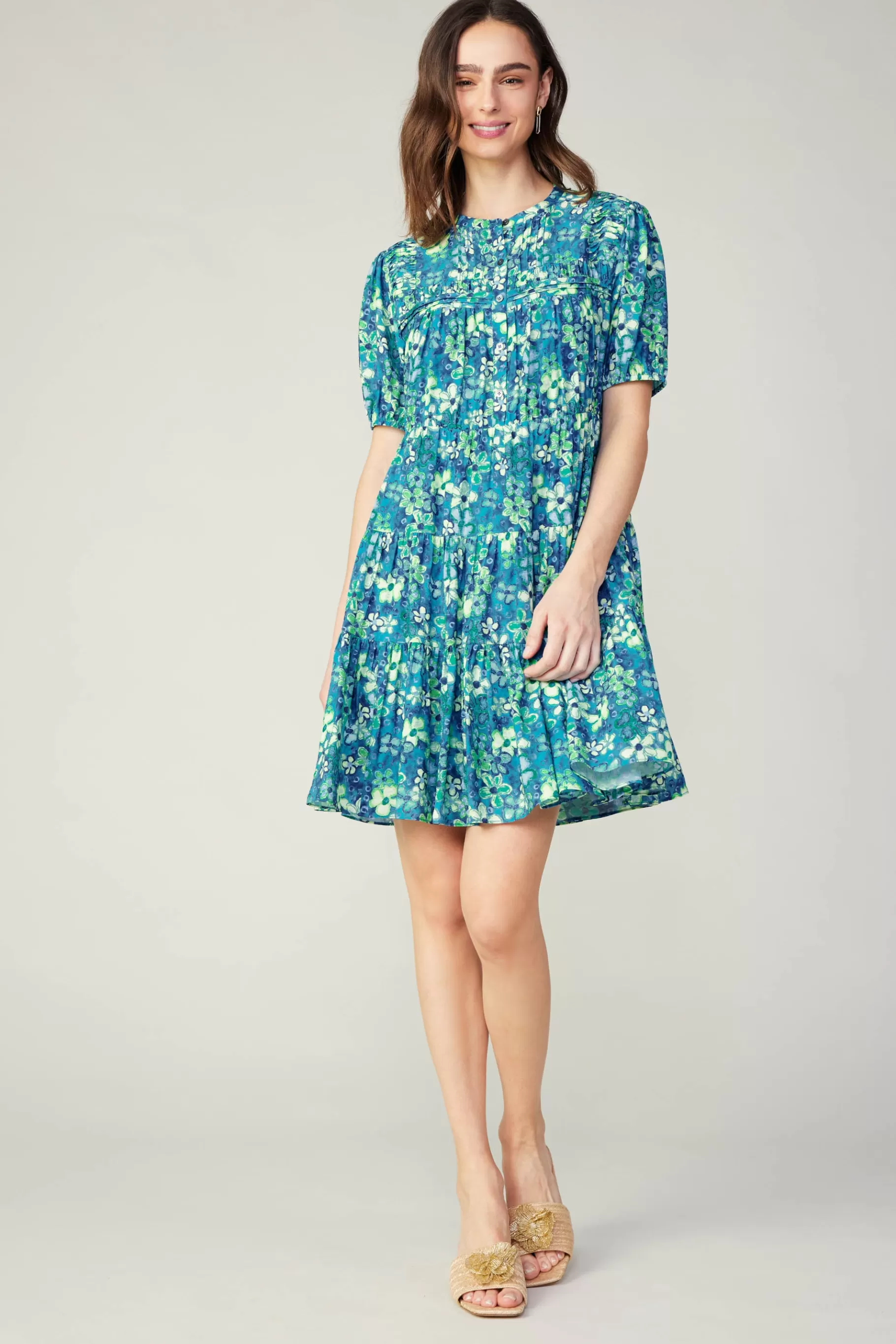 Current Air Mini Dresses>Watercolor Floral Mini Dress BLUEMLT